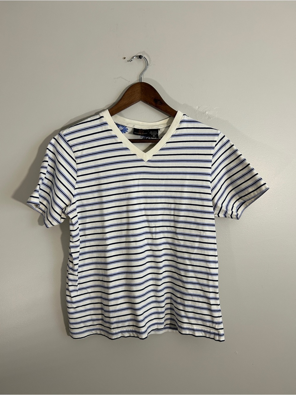 Striped V-Neck Heavyweight Cotton Boxy Short Sleeve Tee